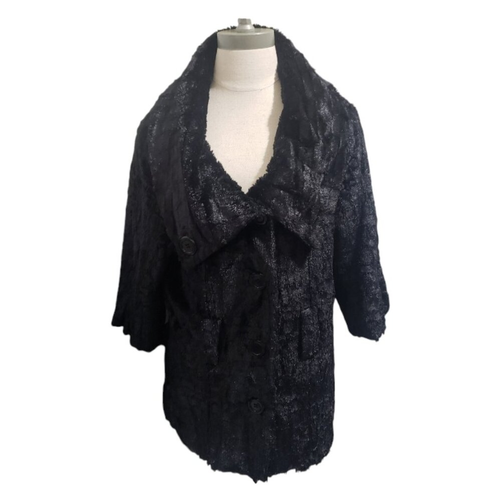 CT1919 Ethyl Black Faux Fur Jacket with Belt Hoops L